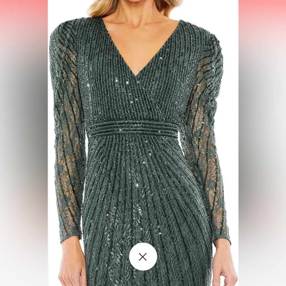 Mac Duggal Green Long Sleeve Dress
